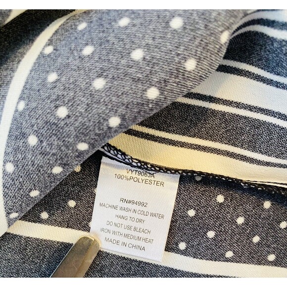 Emilio Pepe Top Women’s Flutter Puff Sleeves Blouse Black White Size Medium - Picture 5 of 10